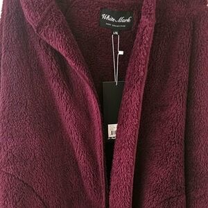 White Mark Wine Cardigan Large NWT